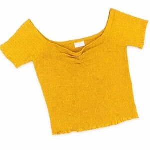 Abound Cropped Smocked Top – Golden Yellow – Short Sleeve – Women’s Small